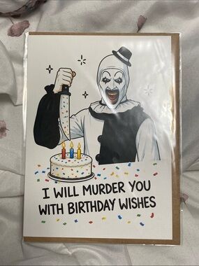 Art the Clown Birthday Card in White and Black – Unbranded